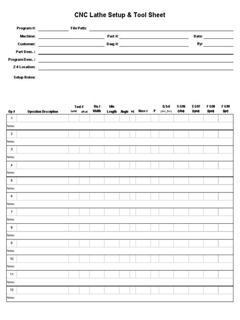 cnc lathe machine installation procedure|cnc setup sheet pdf.